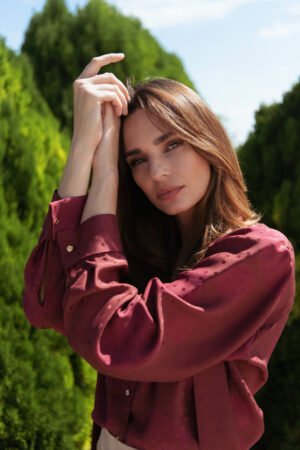 Burgundy Silk Shirt